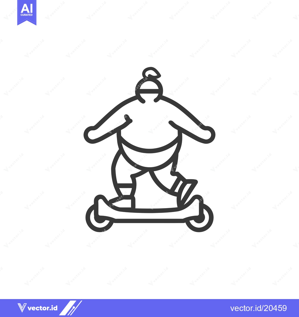 Premium Vector of A Sumo Wrestler Riding a Skateboard