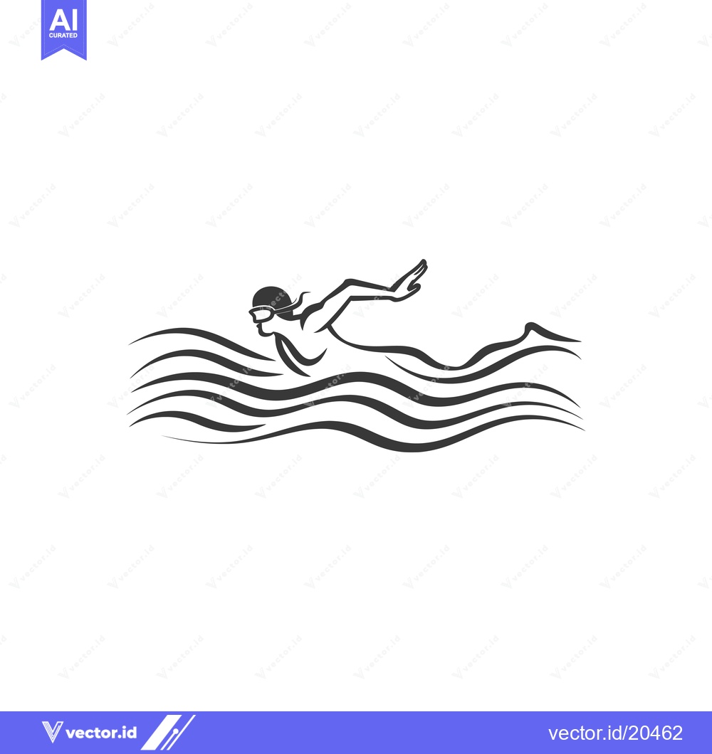 Premium Vector dari A swimmer in a streamlined position, gliding through water waves