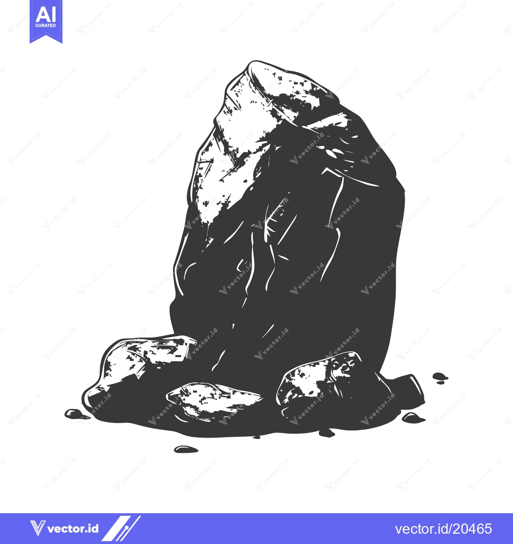 Premium Vector dari A Tall, Rugged Rock with Smaller Rocks at its Base