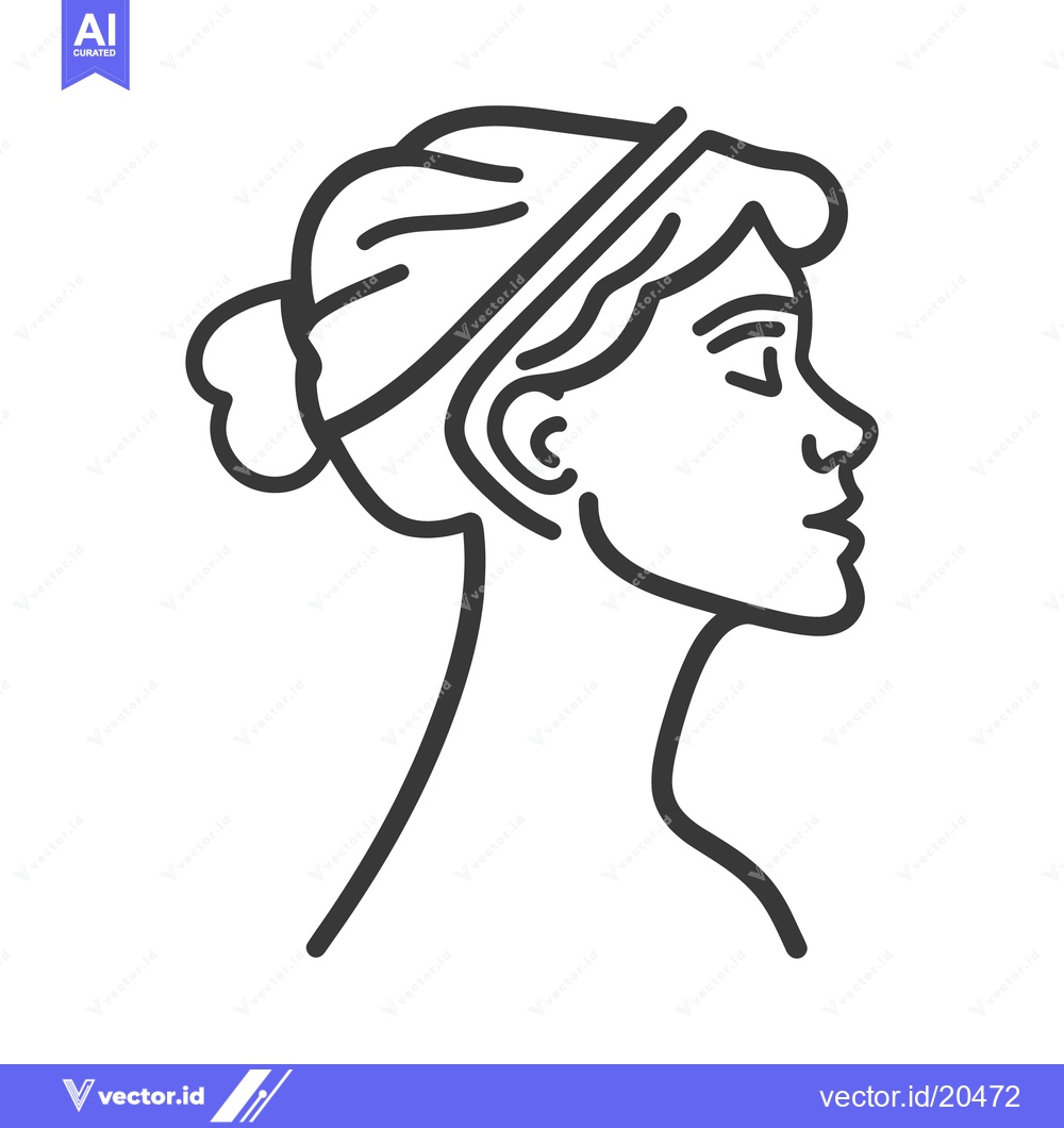 Premium Vector dari A simple outline depiction of a womans profile with a bun