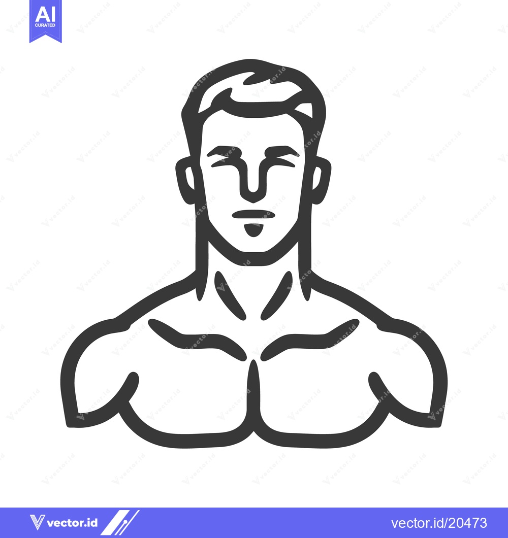 Premium Vector of A simple line art illustration of a muscular male torso