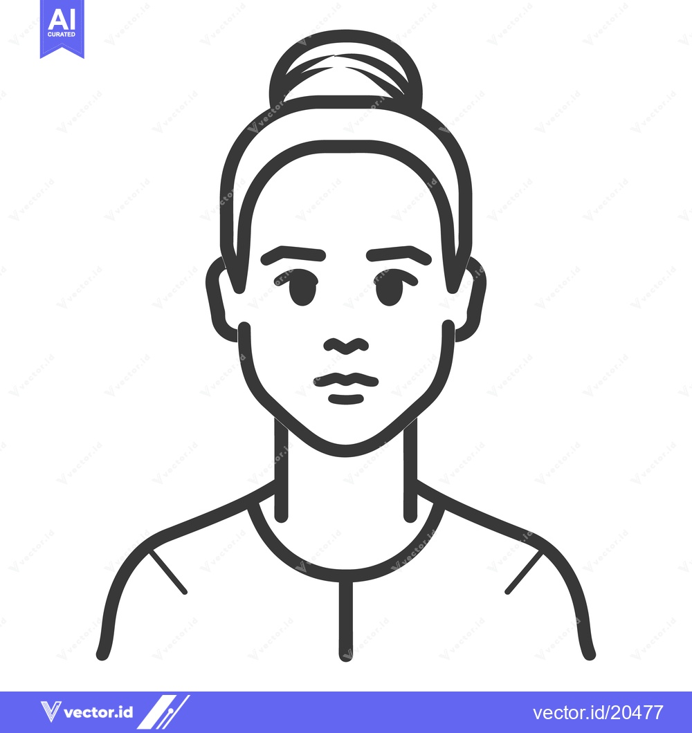Premium Vector of A line drawing portrait depicting a woman with her hair up
