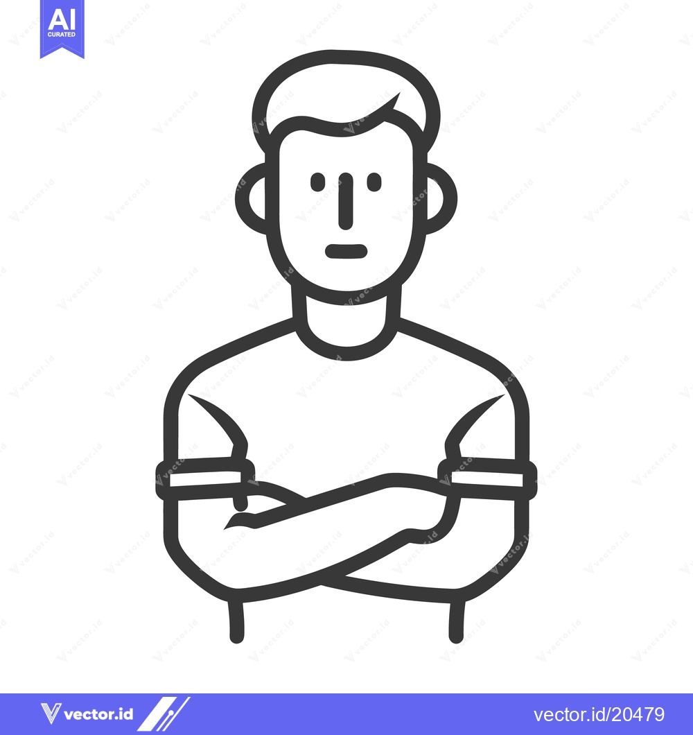 Premium Vector dari A simple line art illustration of a male person crossing arms