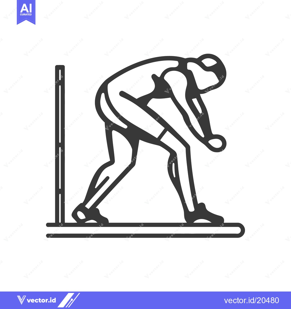 Premium Vector of A stylized illustration of a sprinter in starting position on track