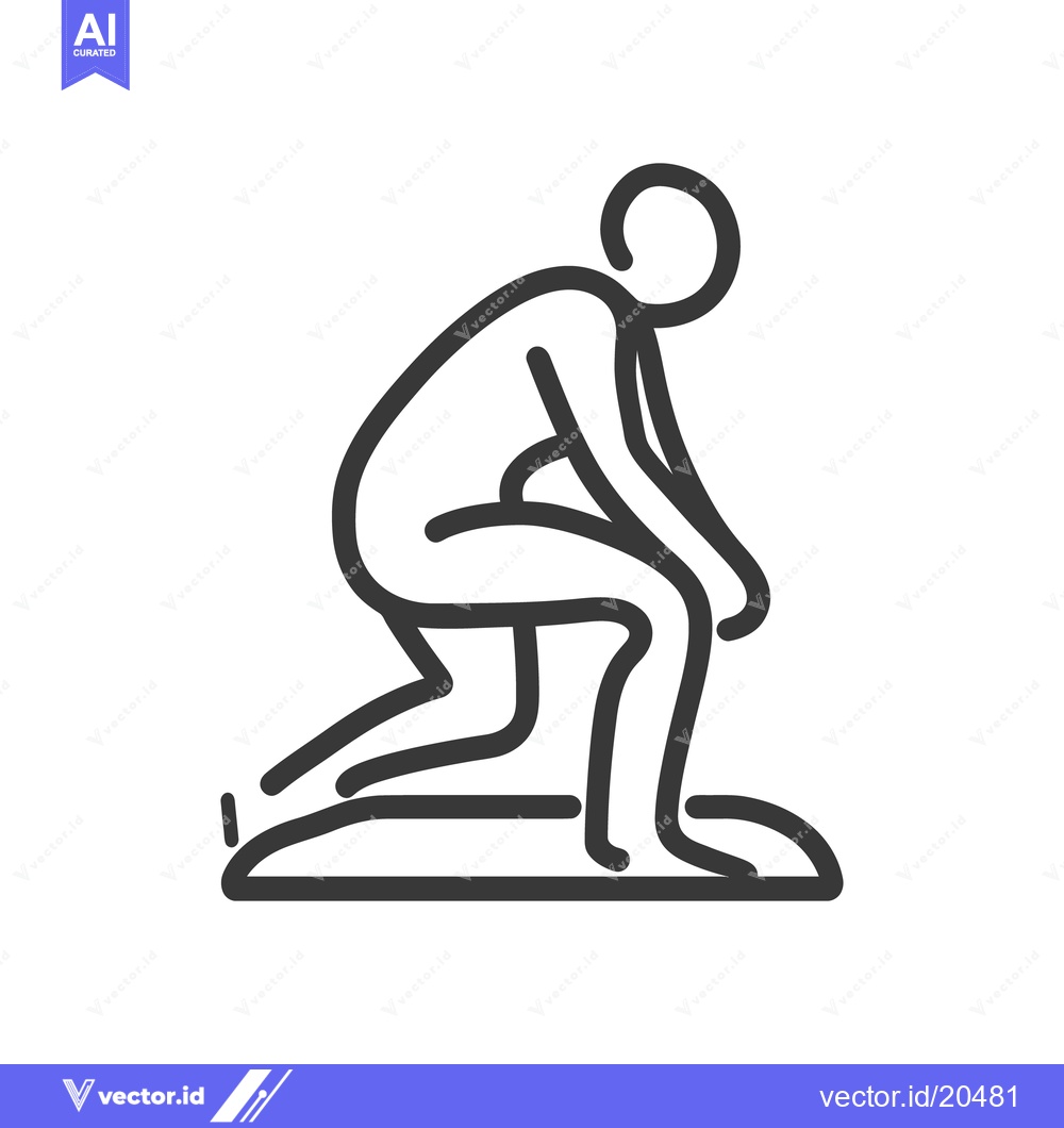 Premium Vector of A minimalist line art illustration of someone kneeling down