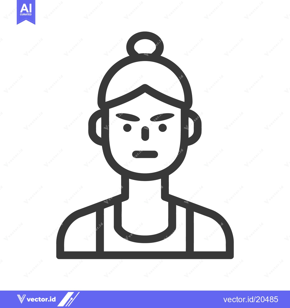 Premium Vector of A minimalist illustration of a woman with a stern expression