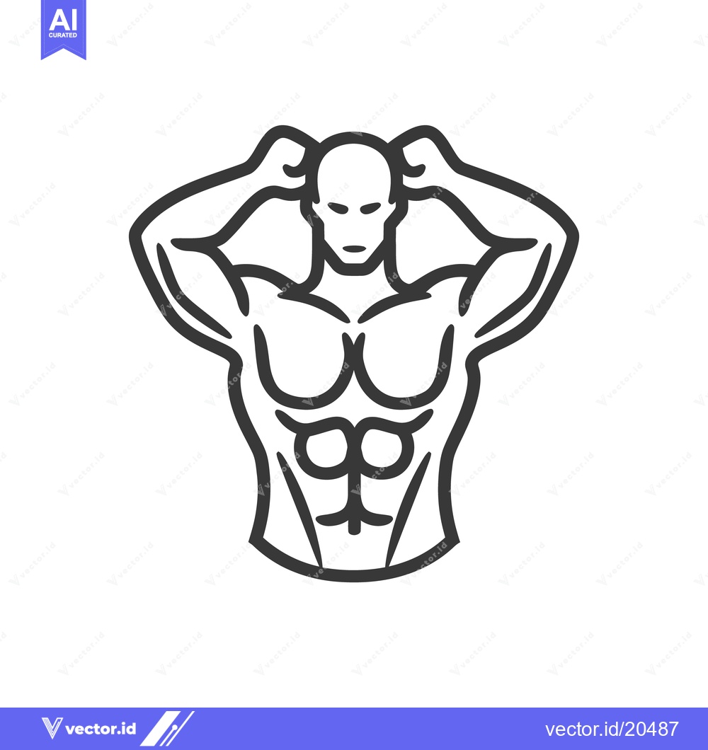 Premium Vector dari A stylized illustration depicts a muscular male torso with arms raised