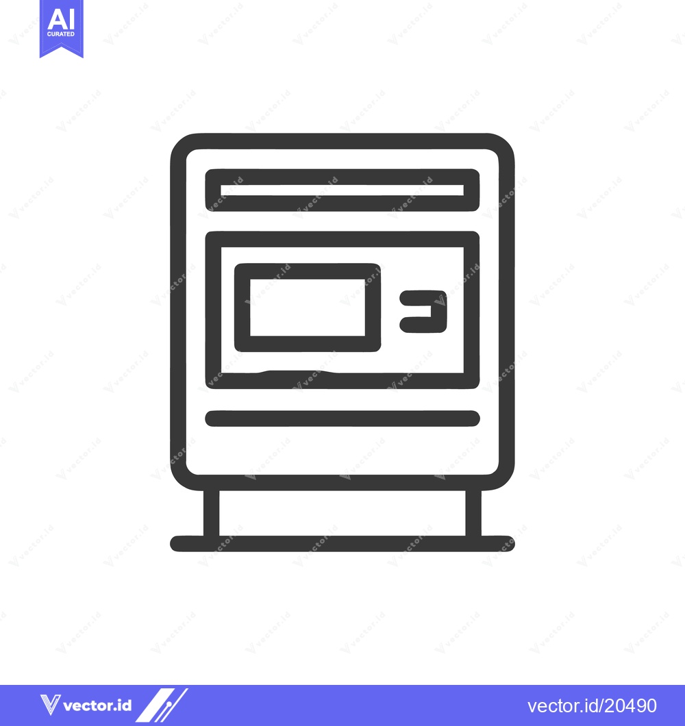 Premium Vector of Minimalist Kiosk Icon: Modern Information Stand Design in Bold Outline