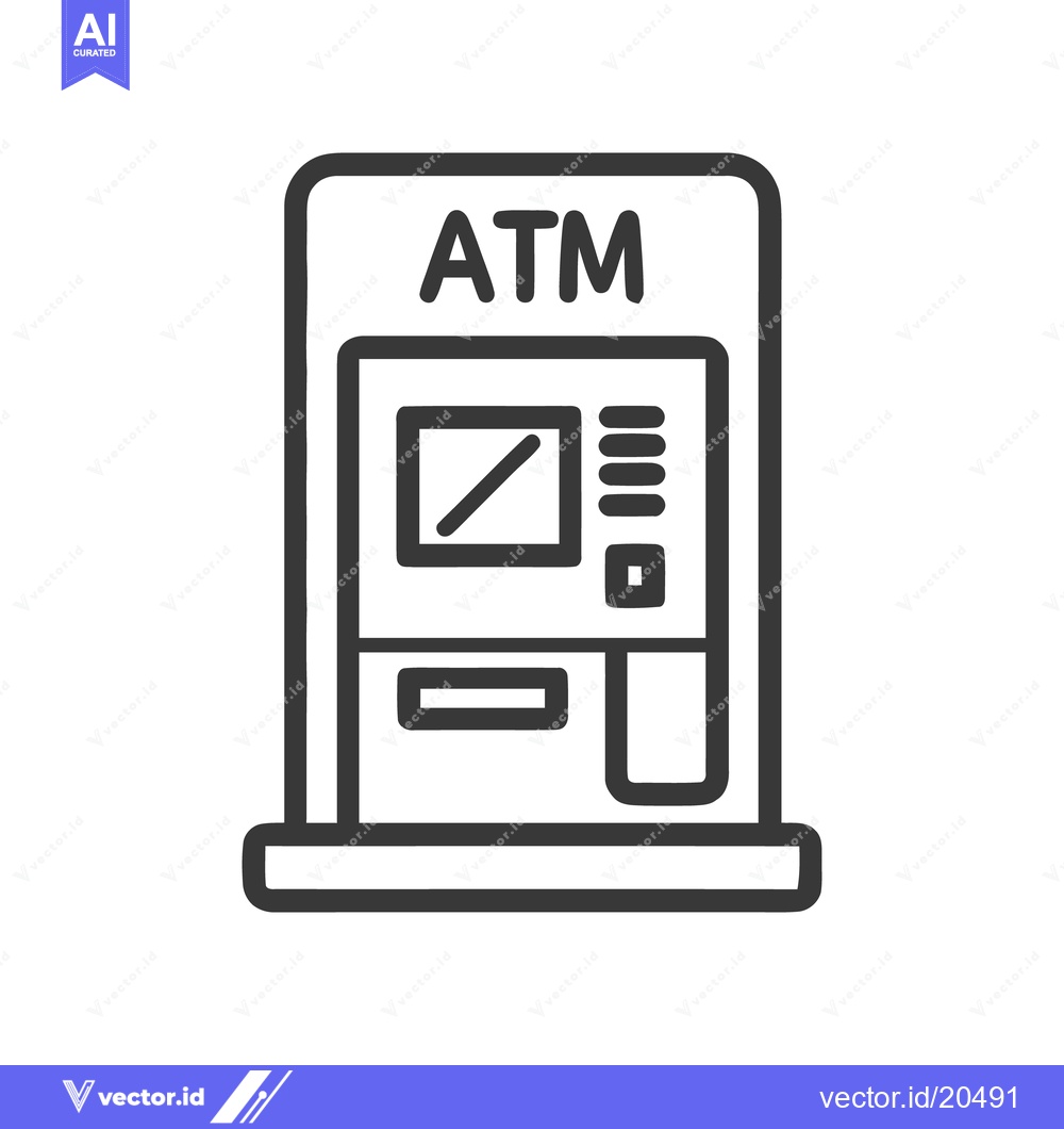 Premium Vector dari Minimalist ATM Icon: Bold Outline, Modern Design, Financial Symbolism