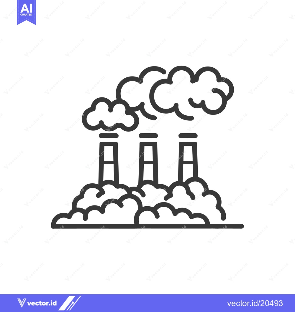 Premium Vector dari Illustration depicting a factory with smoke rising into the atmosphere