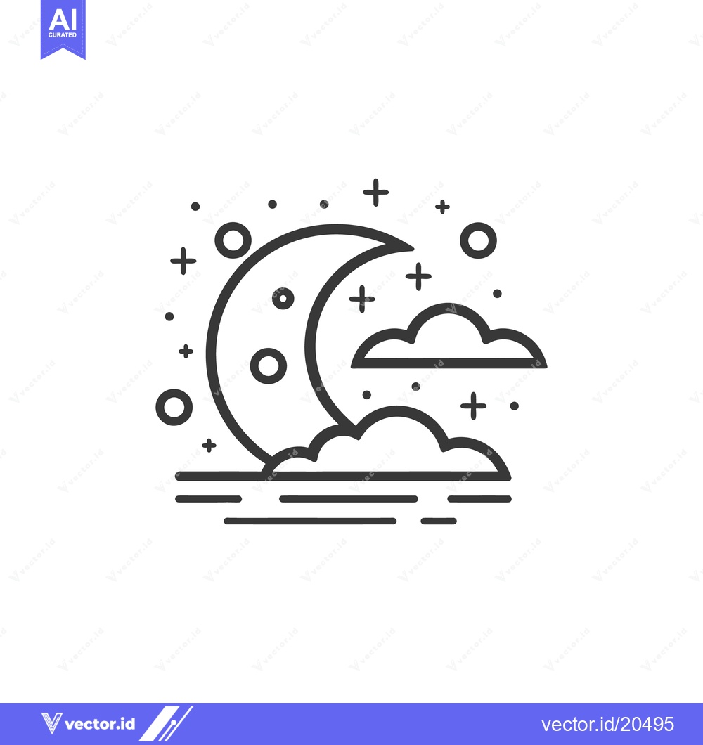 Premium Vector dari A simple stylized image of a moon and clouds at night