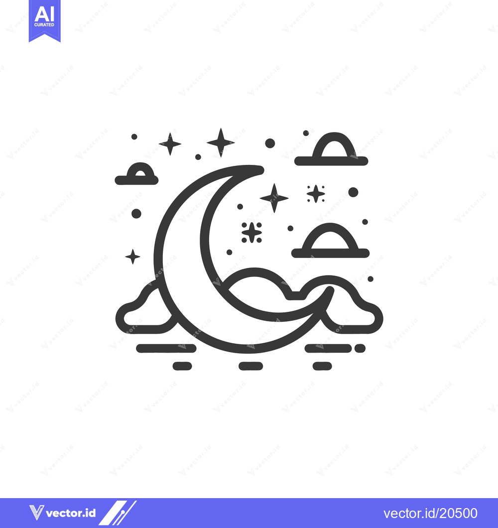 Premium Vector dari A simple graphic illustration of a crescent moon with stars