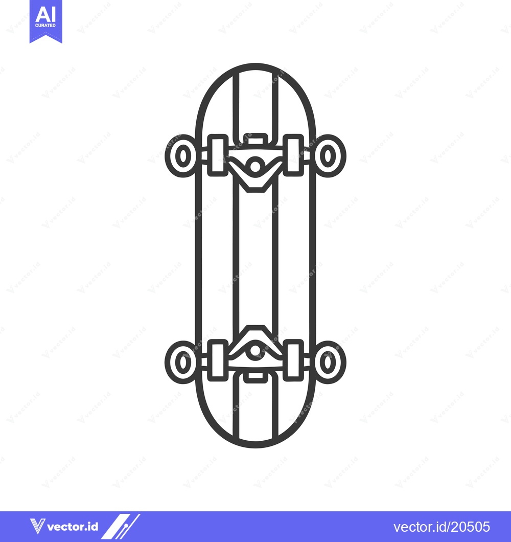 Premium Vector dari A Top View Line Art Illustration of a Skateboard