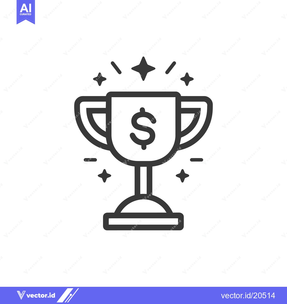Premium Vector dari A trophy with a dollar sign inside and stars around it