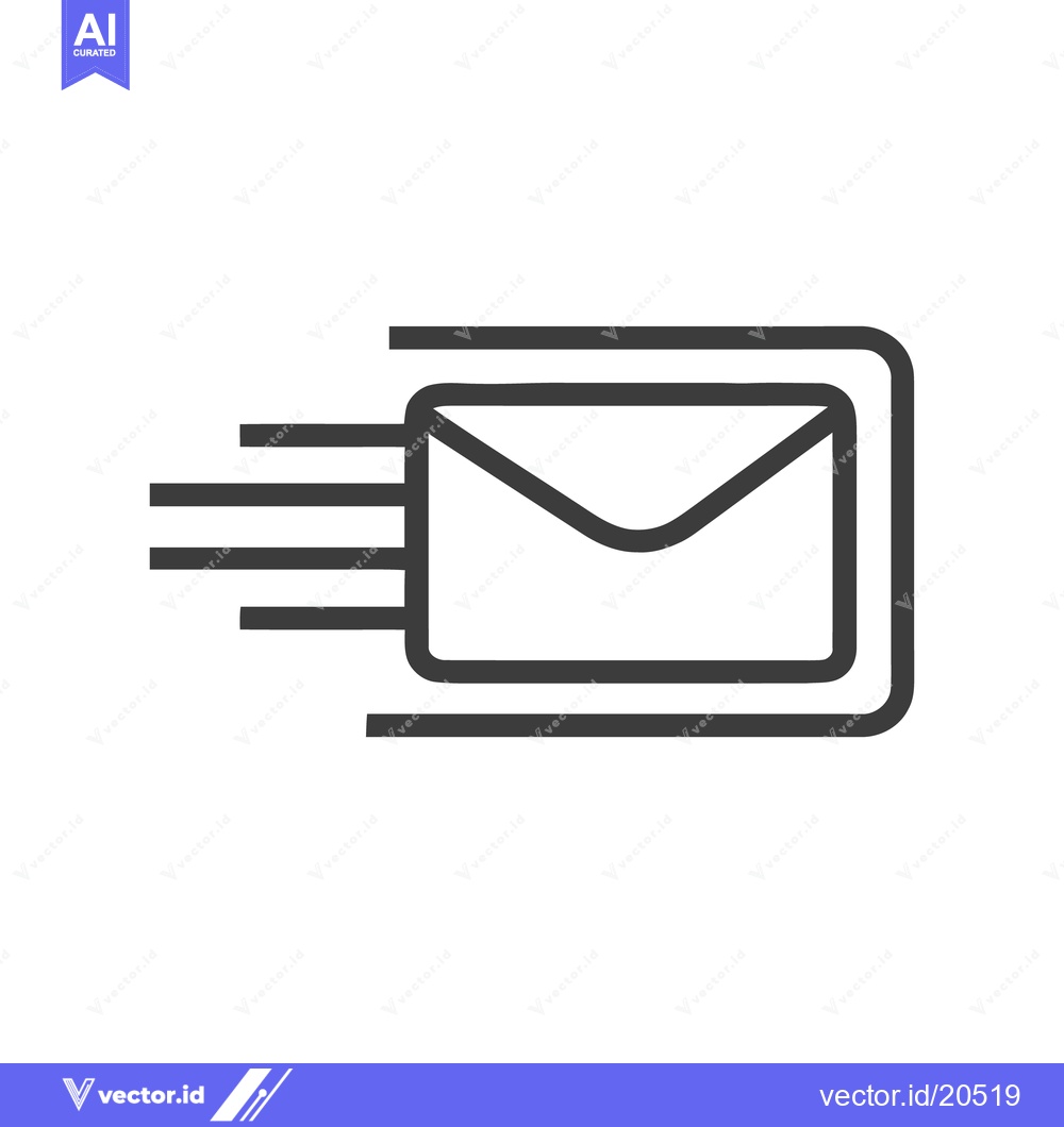 Premium Vector dari Express Mail Icon: Fast Delivery with Speed Lines and Envelope Symbol