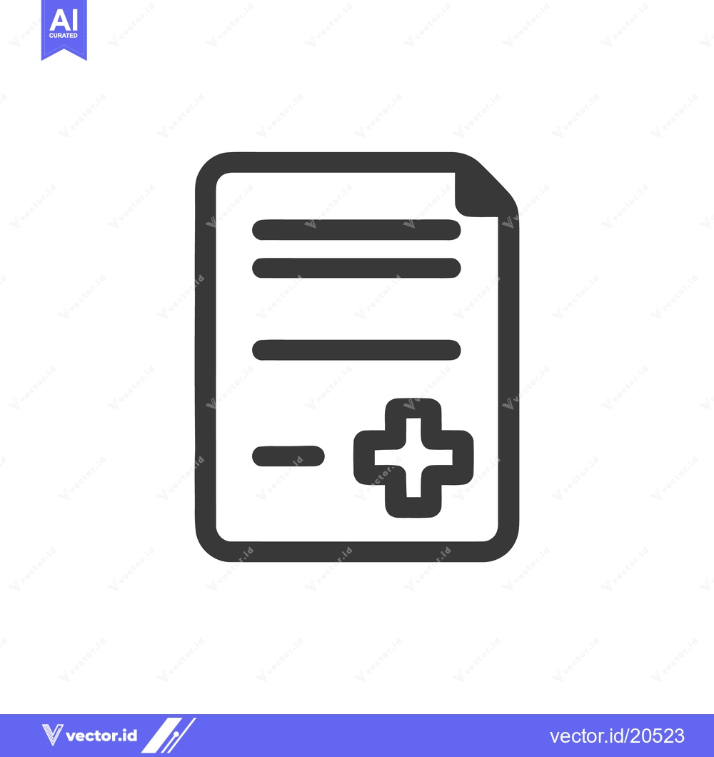 Premium Vector dari Medical Report Icon: Health Document with Plus and Minus Symbols