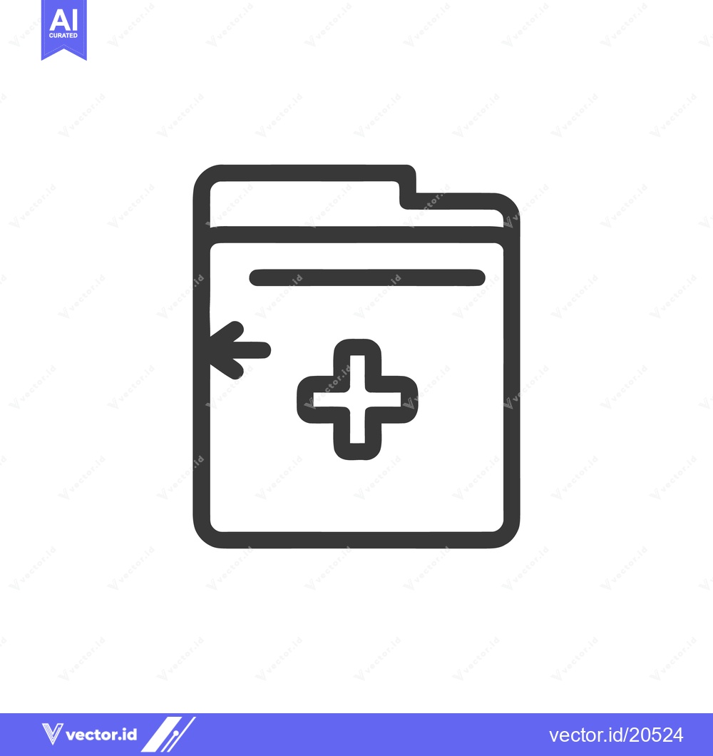 Premium Vector dari Medical Data Import Icon: Folder with Plus Sign and Arrow