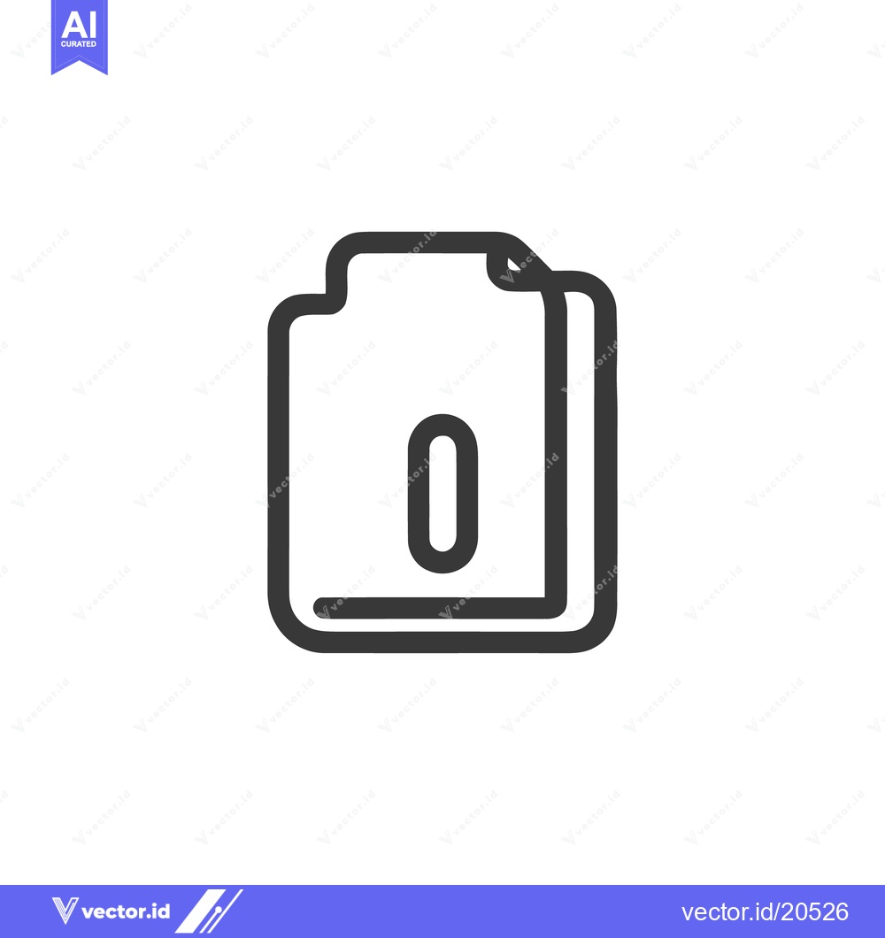 Premium Vector dari Stacked Document Icon with Number Zero, Outline Style, Minimalist Desi
