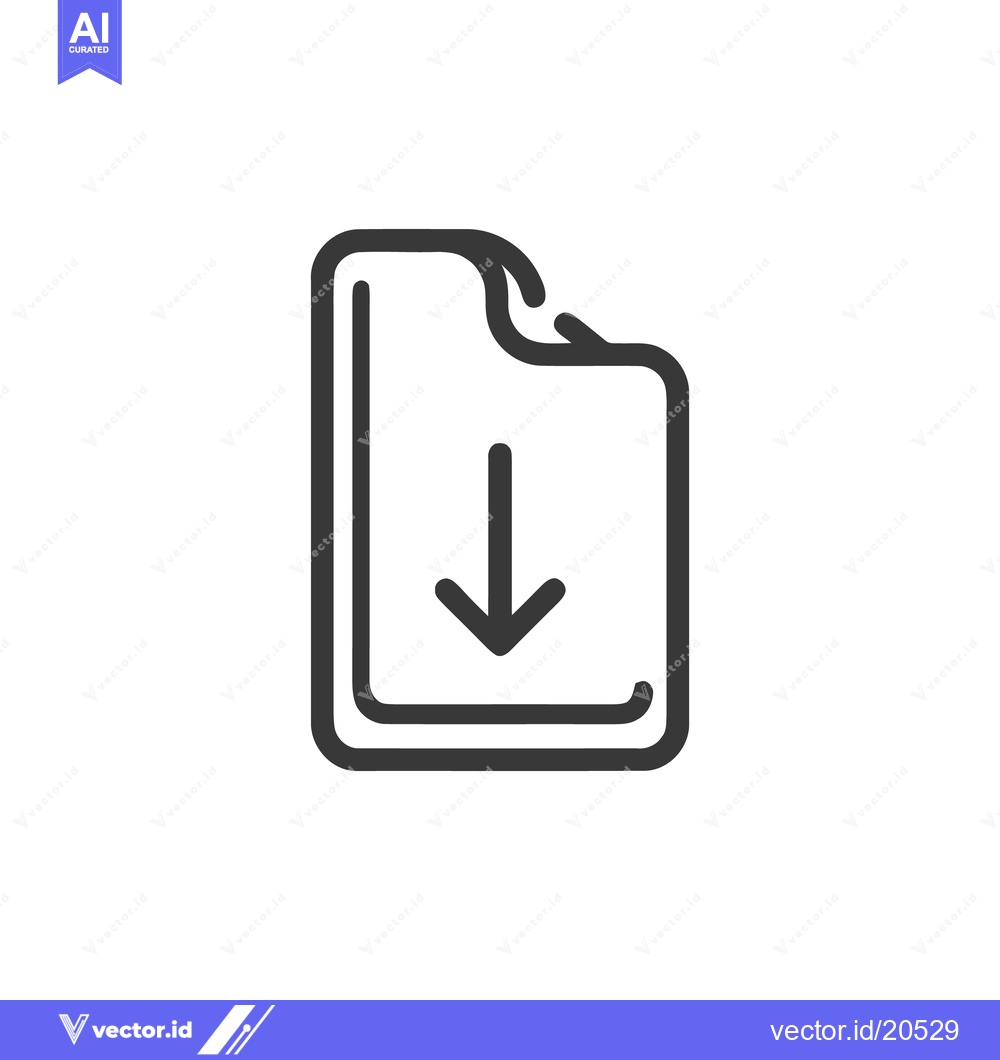 Premium Vector of Minimalist Download Icon: Arrow Pointing Down in File Outline