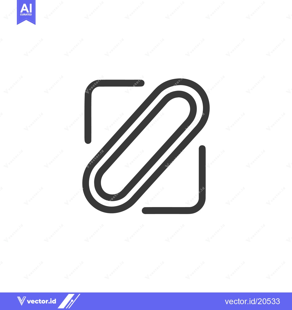Premium Vector dari Minimalist Paperclip Icon with Square Frame, Modern Design, Black and