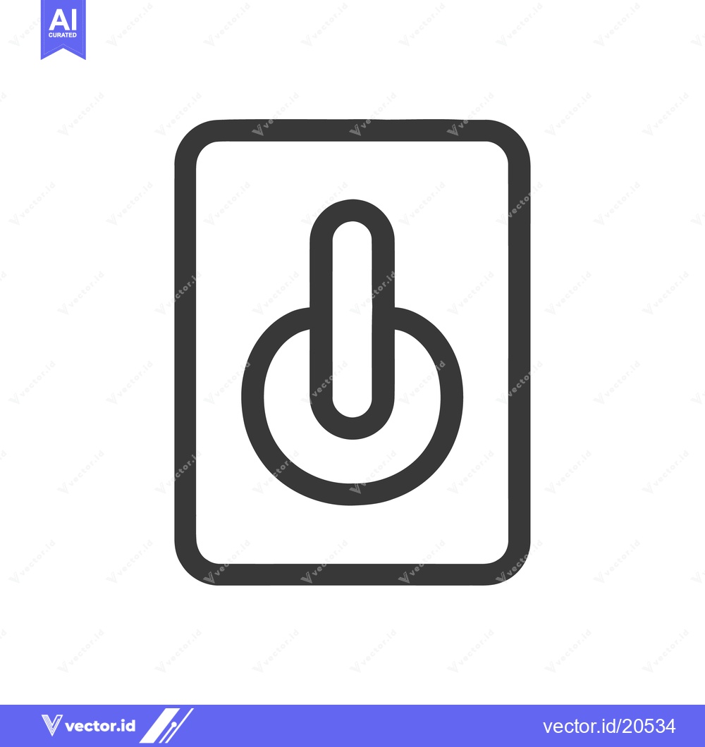 Premium Vector of Minimalist Power Button Icon in Dark Gray Outline on White Background