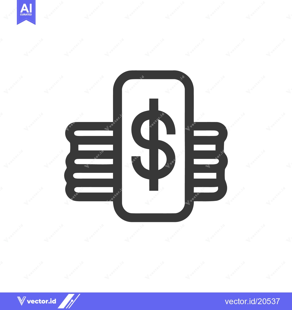 Premium Vector dari Minimalist Dollar Symbol with Coins Icon in Black and White