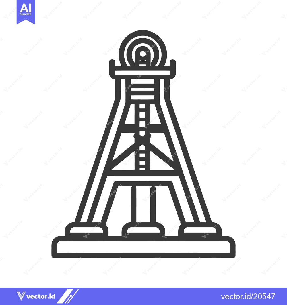 Premium Vector of A simple illustration depicting a mining headframe structure
