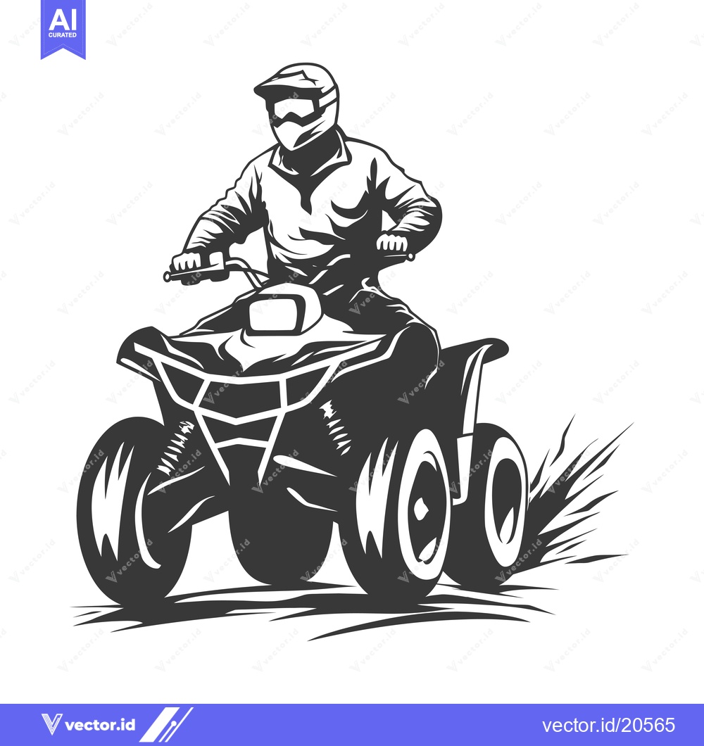 Premium Vector dari ATV Rider in Full Gear Driving Through Rough Terrain