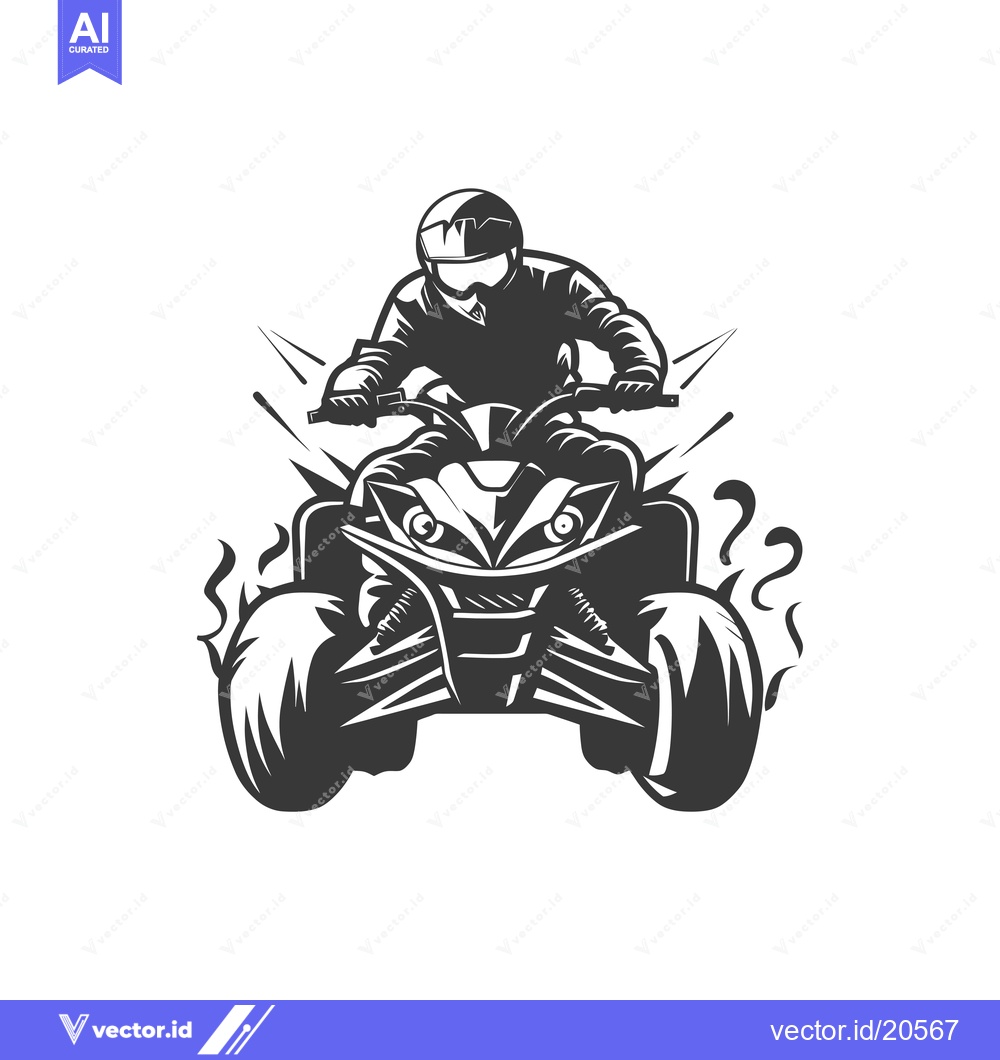 Premium Vector of ATV Rider in Helmet and Goggles on Quad Bike