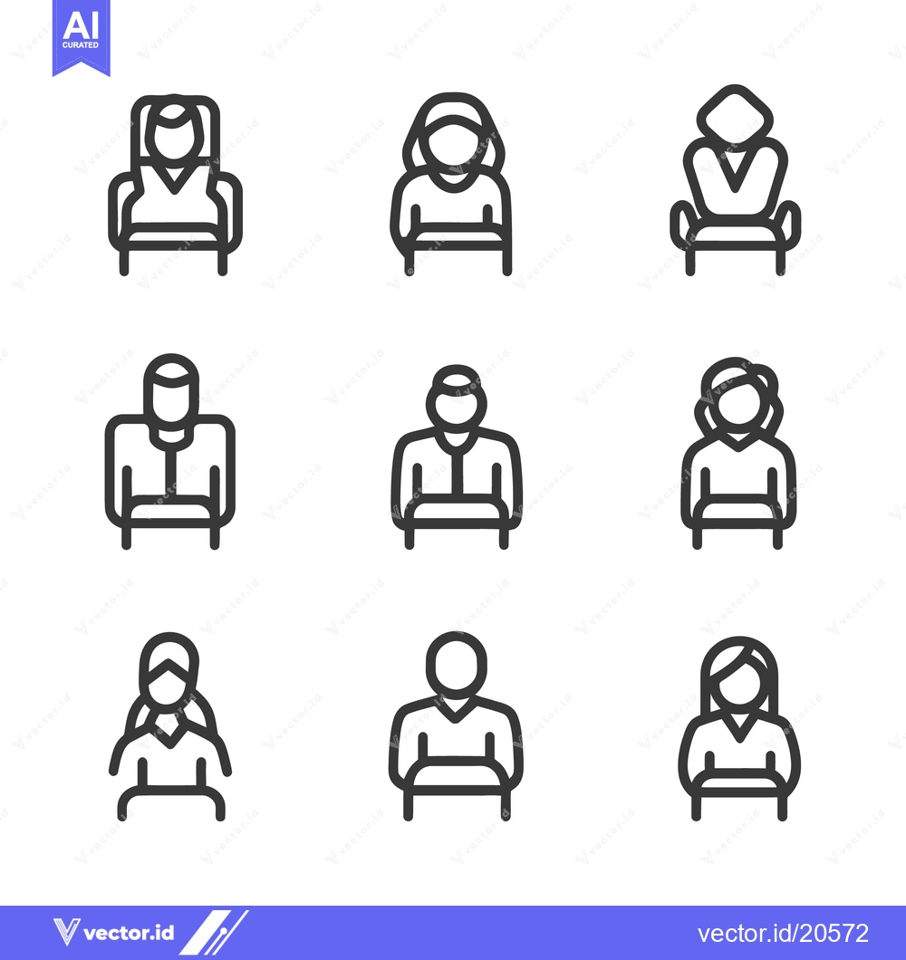 Premium Vector dari Simple line art illustrations depicting people with various hairstyles