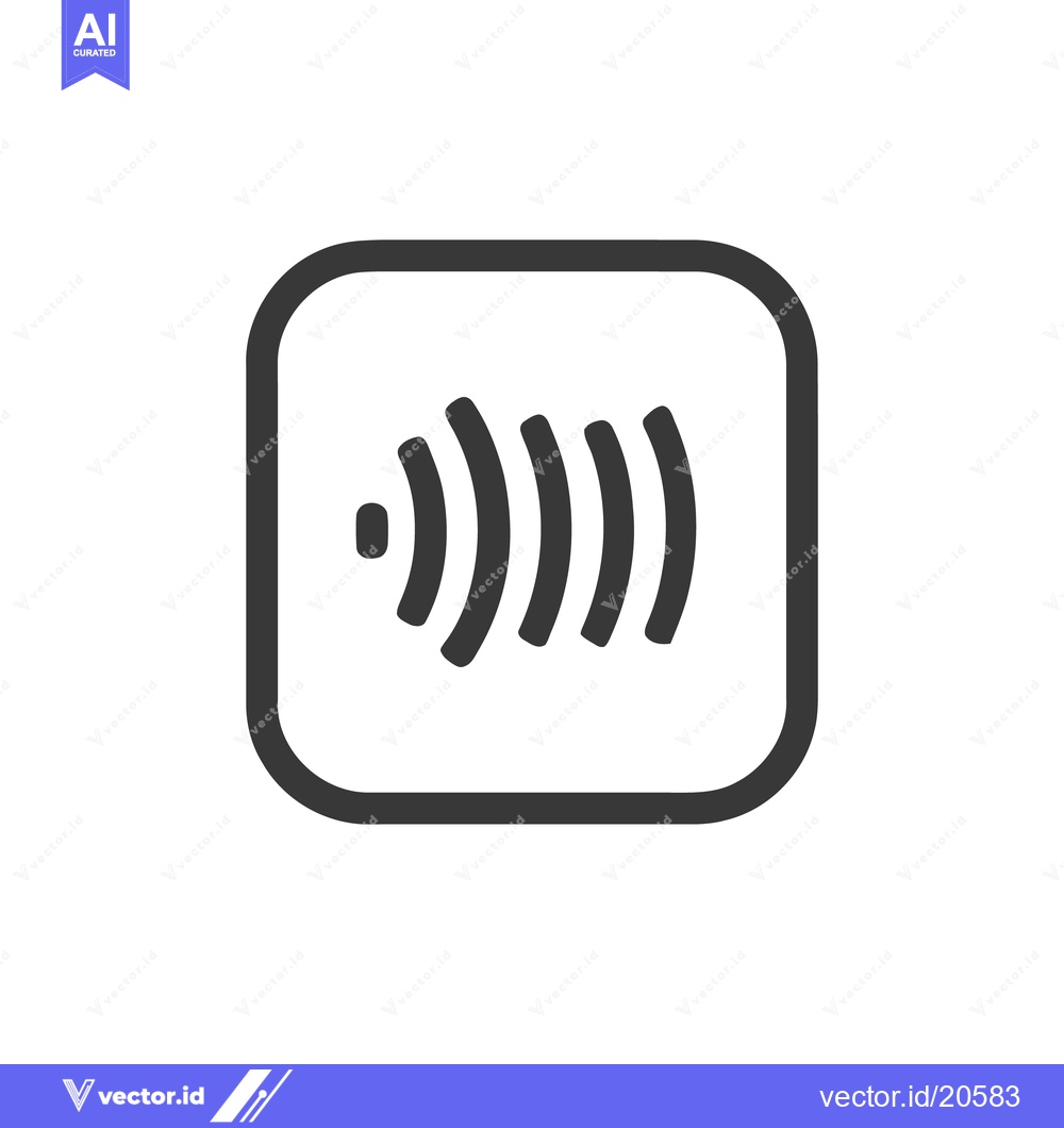Premium Vector dari Contactless Payment Icon: Modern NFC Technology Symbol in Dark Gray