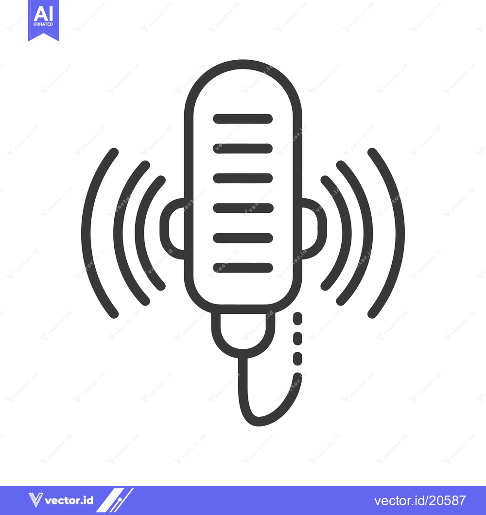 Premium Vector dari An illustrated microphone emitting sound waves in graphic black and wh