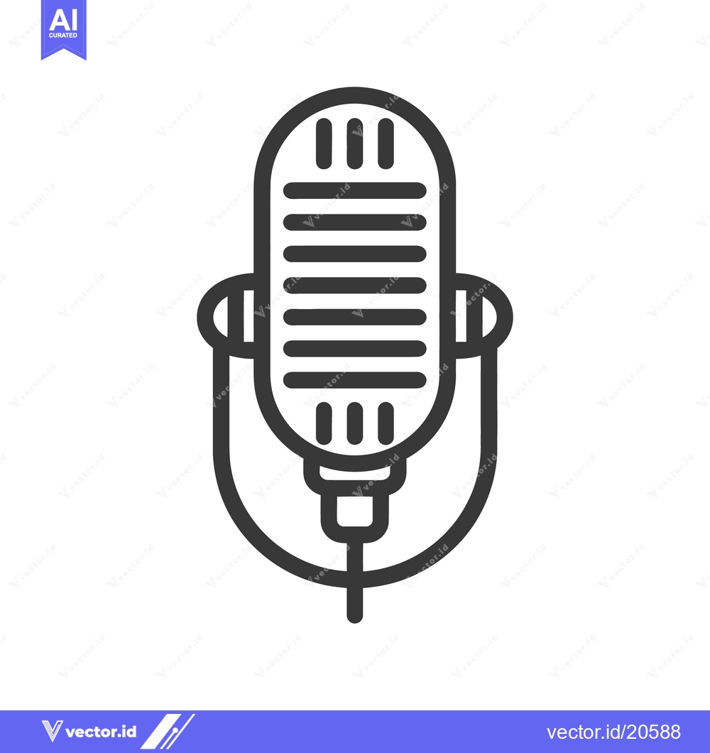 Premium Vector of An illustrated vintage style microphone with a cord for recording audi