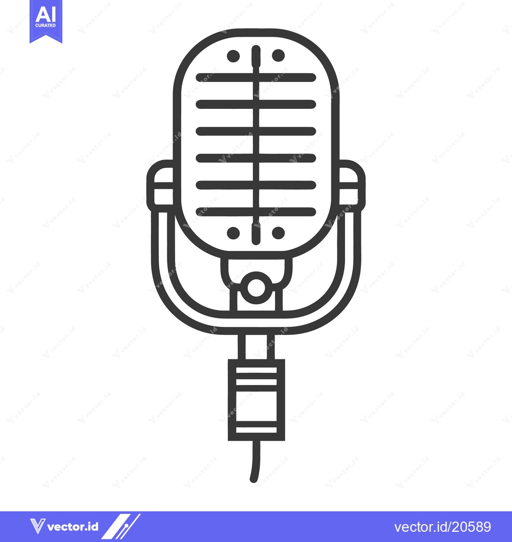Premium Vector dari A black and white illustration of a classic microphone design