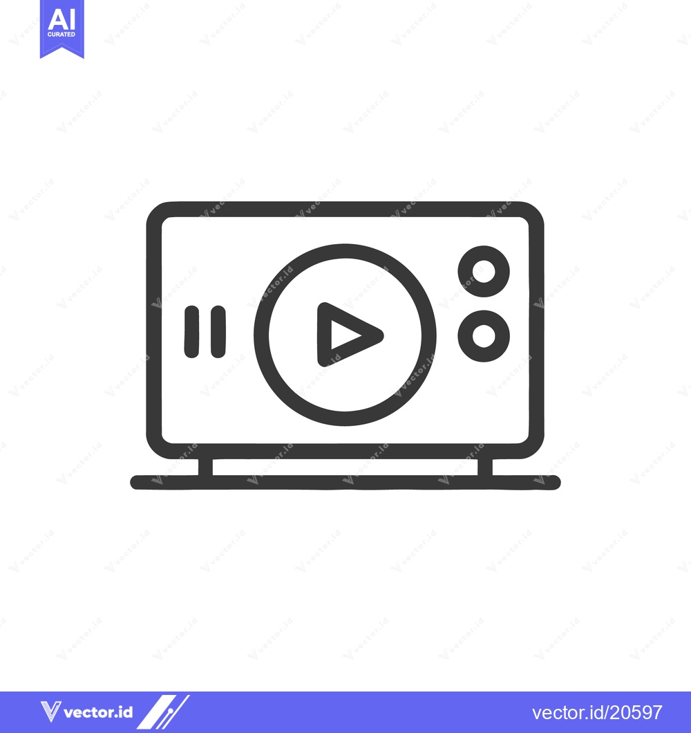 Premium Vector of Minimalist Media Player Icon with Play Button and Speakers