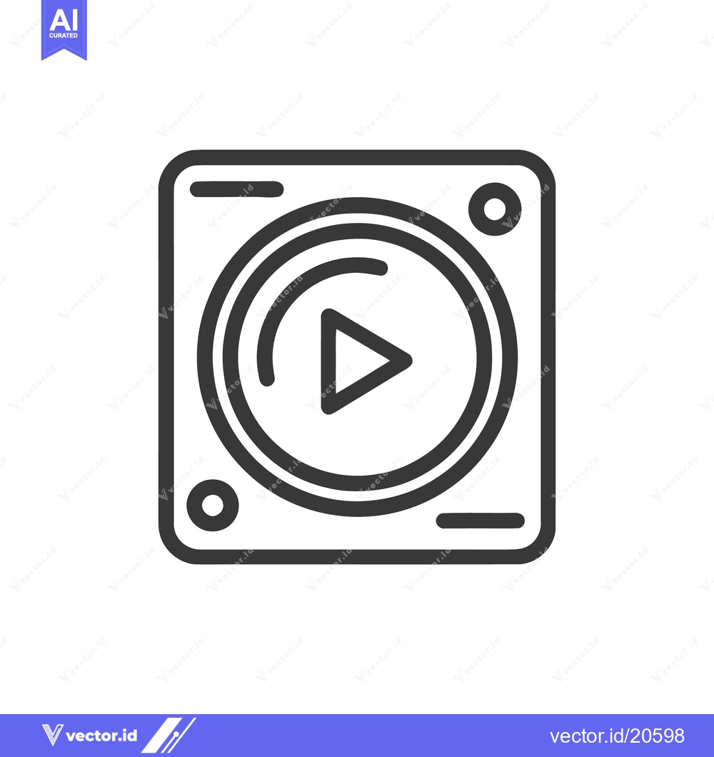 Premium Vector of Minimalist Play Button Icon in Square Frame with Rounded Corners