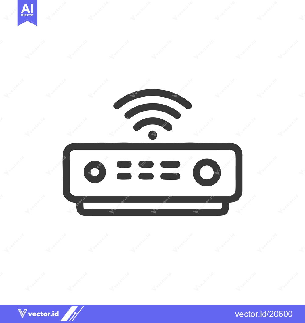 Premium Vector dari Modern Wireless Router Icon with Bold Outline and Signal Waves