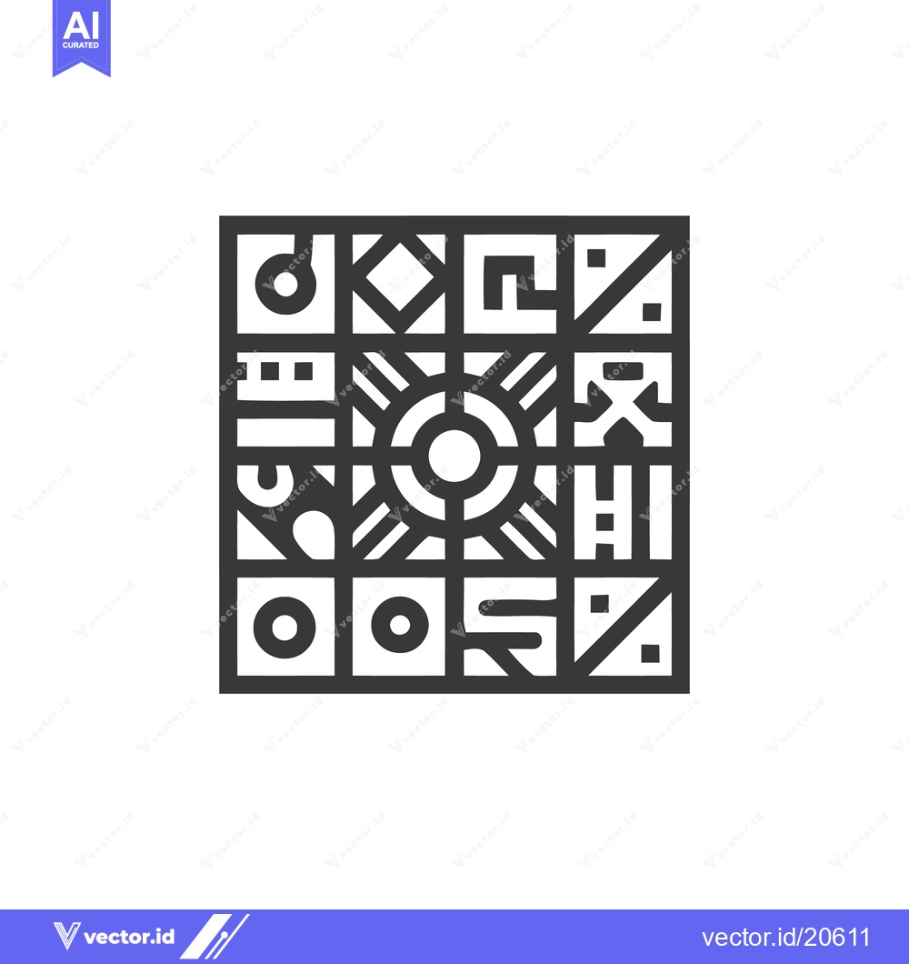 Premium Vector dari Abstract Geometric Pattern with Central Circle and Square Frame, Minim
