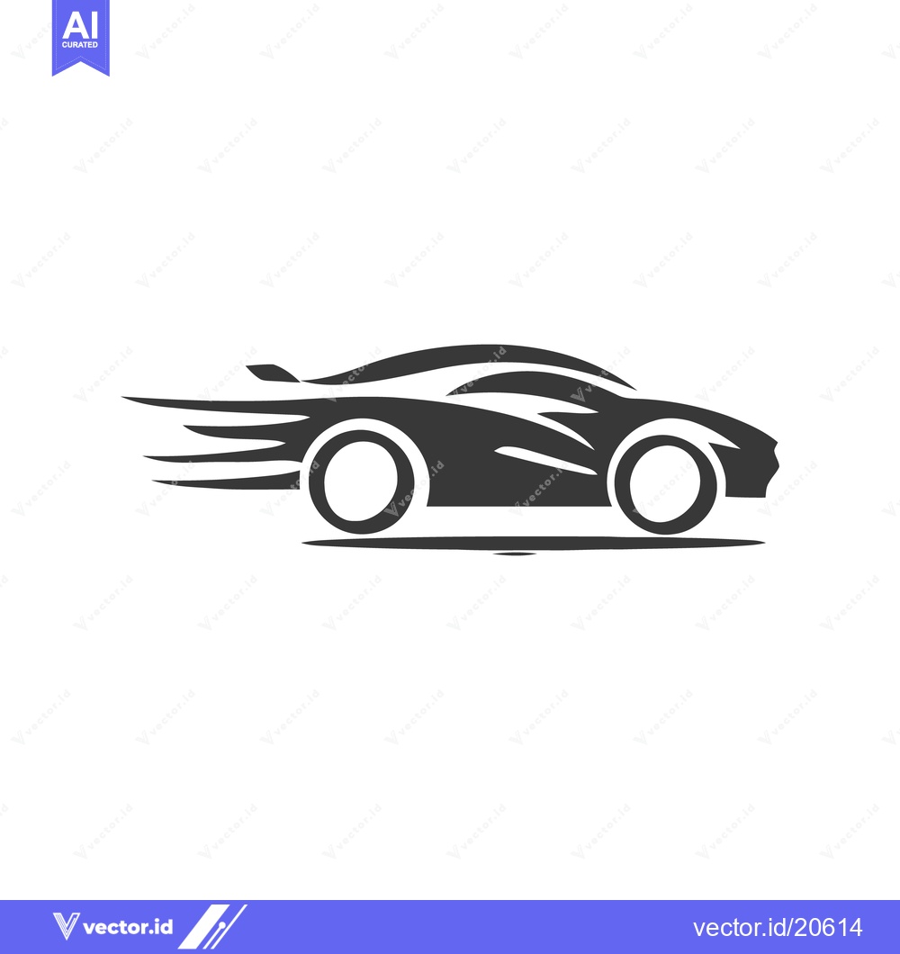 Premium Vector dari Sleek Black Sports Car Silhouette with Motion Trails on White Backgrou