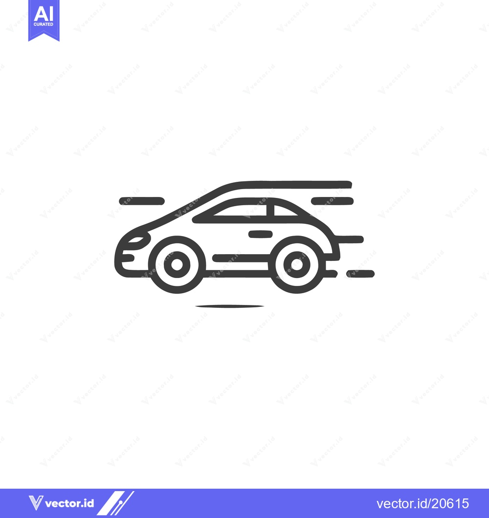Premium Vector of Sleek Car Icon with Motion Lines, Minimalist Design