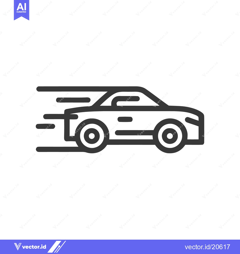 Premium Vector dari Sleek Car Icon with Motion Lines, Modern Automotive Design