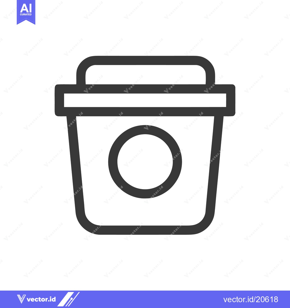 Premium Vector of Minimalist Coffee Cup Icon: Bold Outline on White Background