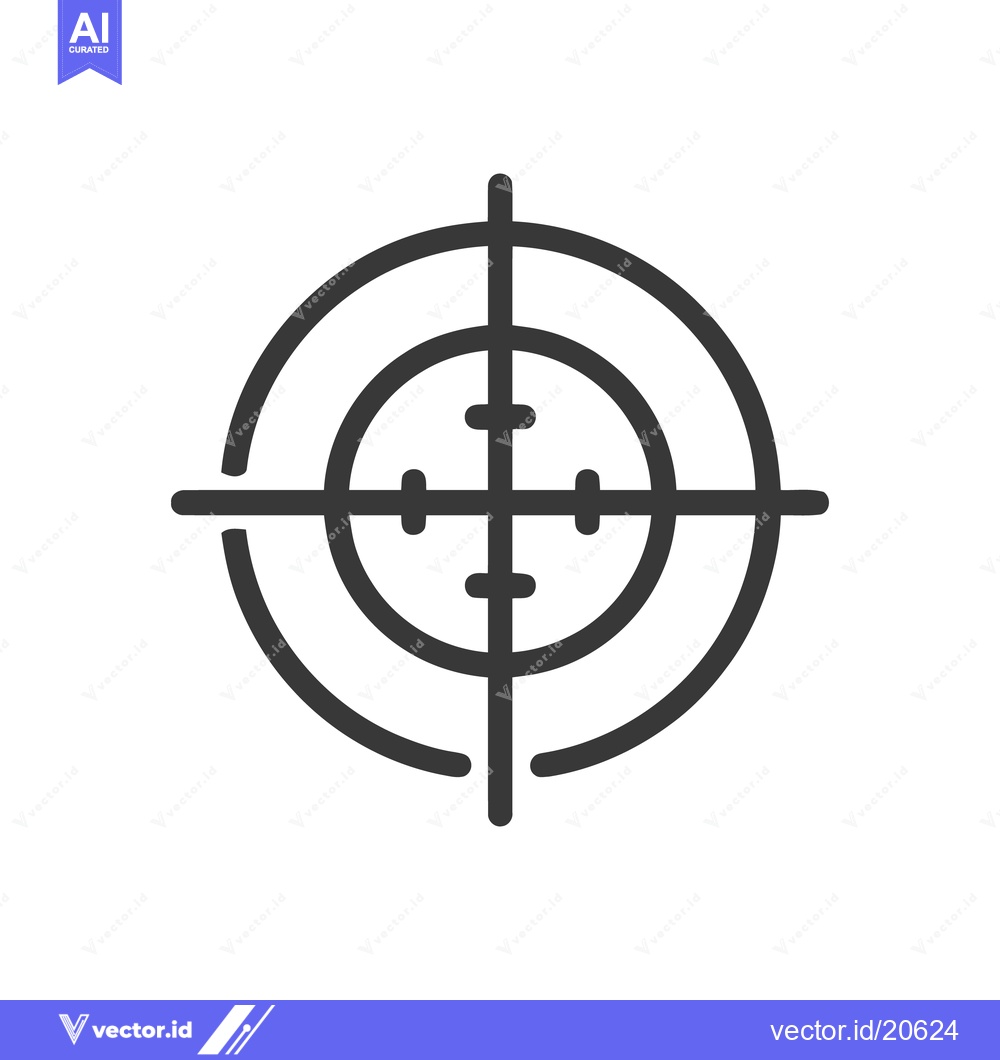 Premium Vector dari Minimalist Target Icon: Concentric Circles with Crosshairs on White Ba