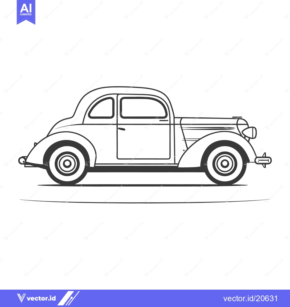Premium Vector of A classic vintage car depicted in a simple black and white outline