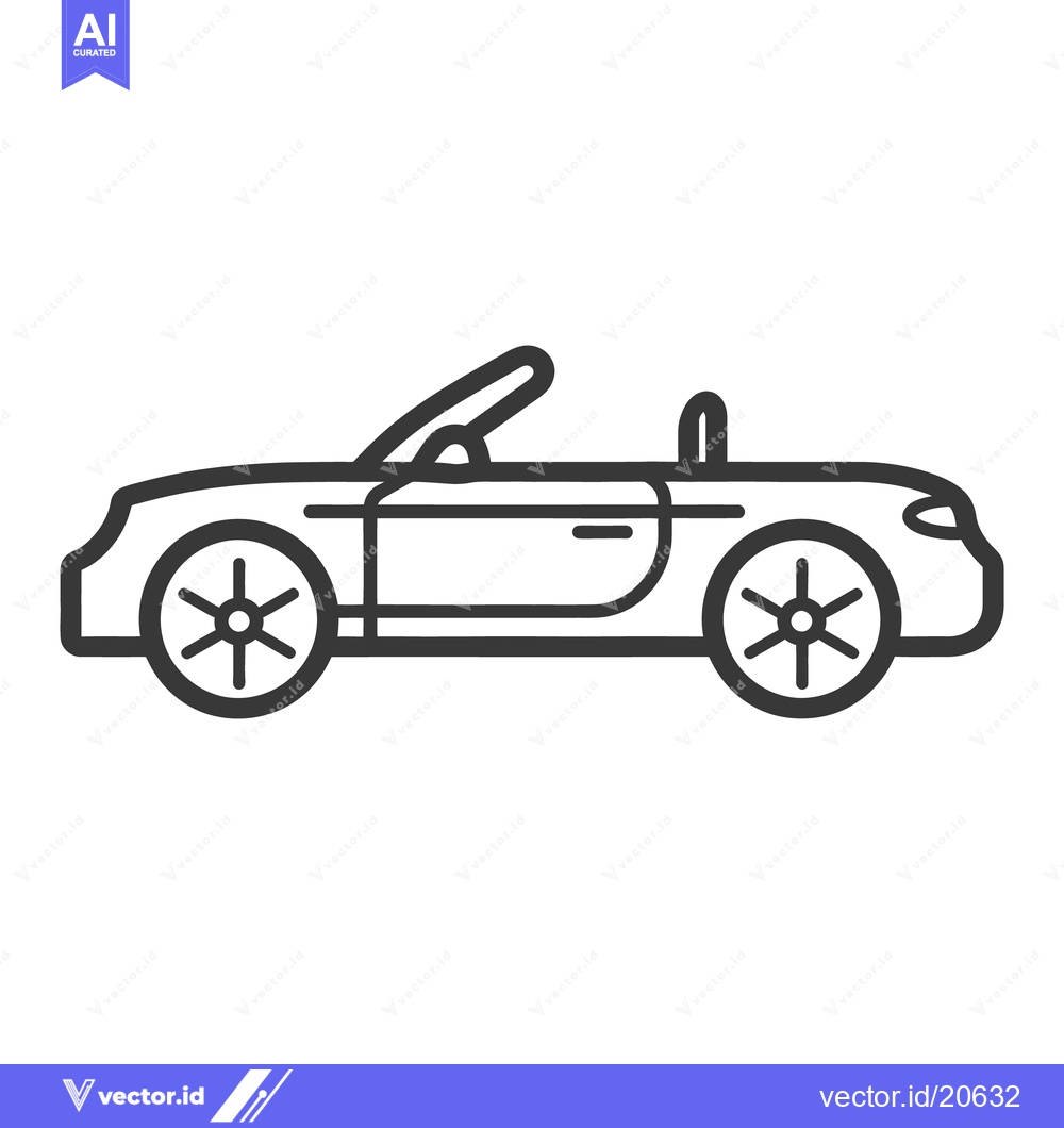 Premium Vector dari A simple black line drawing of a convertible automobile