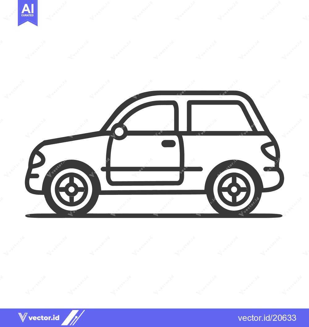 Premium Vector of A side view drawing of a compact automobile in black lines