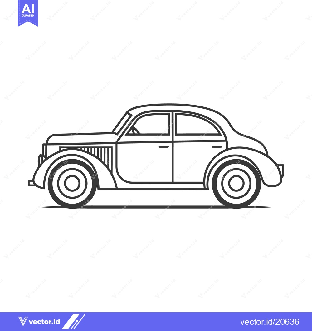 Premium Vector of Simple black and white illustration of a vintage automobile design