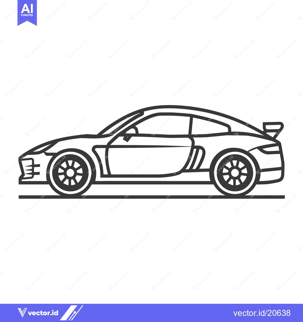 Premium Vector dari Outlined image featuring a sporty car with its visible features