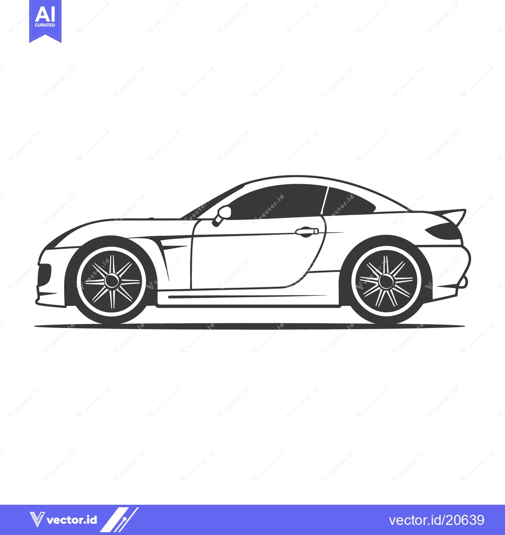 Premium Vector dari Simple black and white illustration of a stylish sports car