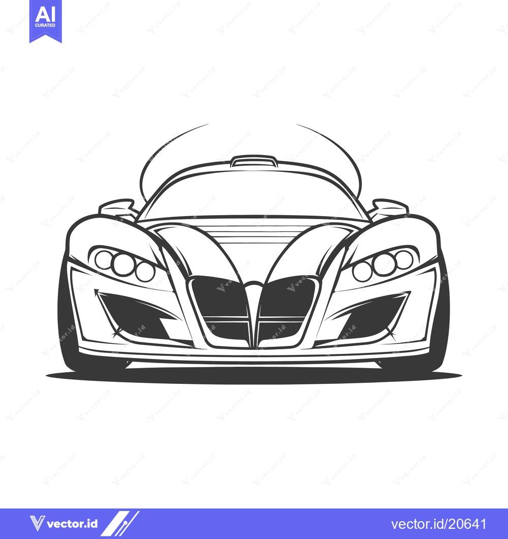 Premium Vector dari Black and white illustration of a modern futuristic automobile design